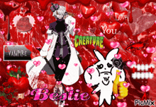 a picture of a vampire and a rabbit with the words " bestie " on the bottom