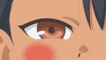 a close up of a girl 's face with a smile on it