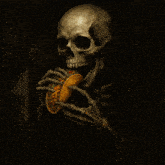 a picture of a skeleton eating a taco that says taco tuesday on it