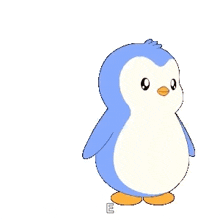a cartoon of a penguin surrounded by hearts with an arrow sticking out of it