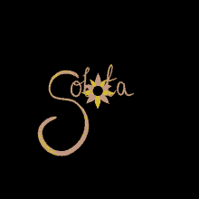a black background with the letter s and a flower on it