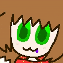 a pixel art drawing of a girl crying with a box in her mouth
