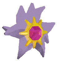 a purple star with a yellow center and a pink stone in the middle