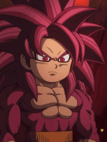 a cartoon character with red hair and red eyes is looking at the camera