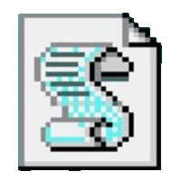 a pixel art drawing of the letter s on a piece of paper .