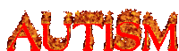 the word autism is burning in red letters