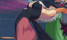 a video game screen shows a woman in a green dress