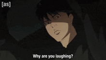 a cartoon of a man asking why are you laughing in the dark