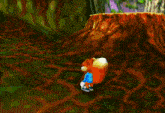 a video game character is flying through the air