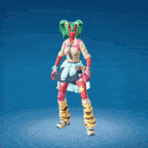 a girl with green hair is wearing a school uniform