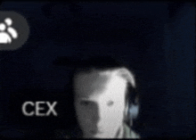 a black and white photo of a person with the name cex