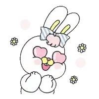 a bunny with hearts in his eyes and a bow tie