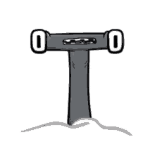 a cartoon drawing of a letter t with a face and a mouth .