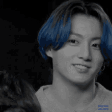 Jungkook Black And White Jungkook Blue Hair GIF - Jungkook Black And White Jungkook Blue Hair Jungkook Smile GIFs