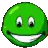 a green smiley face is smiling with a big smile on its face .