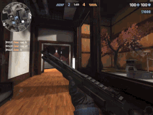 a person holding a rifle in a video game with 1:49 left in the game