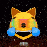a cat emoji with tears running down its face