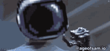 a pixelated image of a man with a helmet and the words @ageofsam.io