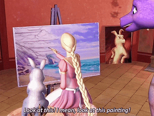 Barbie as 2024 rapunzel painting