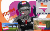 a picture of a girl with a texas hat and a texas flag on her face