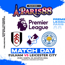 a poster for a paris88 premier league match day