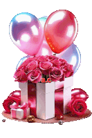a bouquet of pink roses sits on top of a white gift box with the letters ac on it