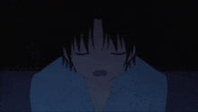a boy with his eyes closed is being held by someone 's hands