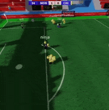 a soccer game is being played on a computer screen