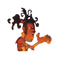 a cartoon drawing of a woman with a swirl in her hair giving a thumbs up