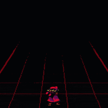 a pixel art of a frog playing a guitar in a dark room