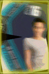 a blurry picture of a man with the number 16 in the corner