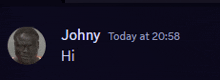 a message from johny today at 20:58