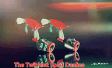 a drawing of two squirt guns with the words the twinklez splat dualies