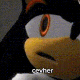 shadow the hedgehog from sonic the hedgehog is making a funny face and says cevher .