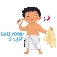 a cartoon of a bathroom singer singing into a soap dispenser