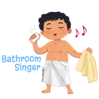 a cartoon of a bathroom singer singing into a soap dispenser