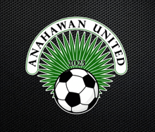 a logo for anahawaiian united with a soccer ball in the center