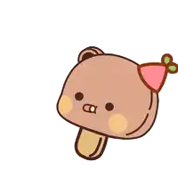 a cartoon drawing of a bear wearing a party hat and blowing a party horn