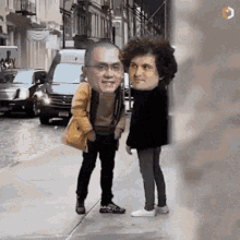 a man with a big head is standing next to another man with a smaller head