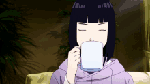hinata hinata hyuga mamahina drinking coffee drinking