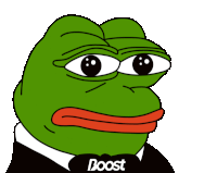 a green frog wearing a tuxedo and a bow tie has the word boost on his chest
