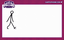 a drawing of a man squatting in front of a gartic phone advertisement