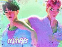 a painting of two boys with the word mimeier on the bottom
