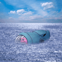 a drawing of a cartoon character in the water with bubbles