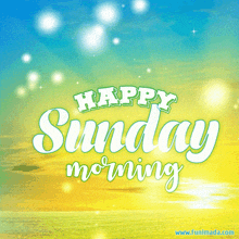 a happy sunday morning greeting card with a blue sky
