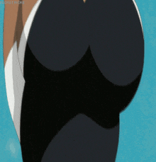 a close up of a woman 's butt with a blue background .
