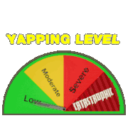 a green and red circle with the word yapping level on it