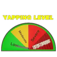 a green and red circle with the word yapping level on it