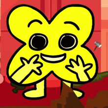 a cartoon drawing of a yellow x with a smiling face