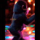 a monkey is dancing on a colorful dance floor in a painting by neladelbel